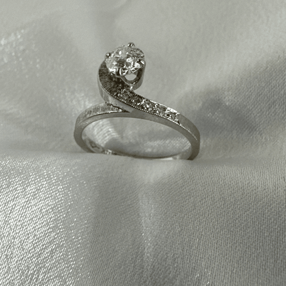 Art Deco 14k White Gold Natural Old European Diamond Ring Size 5.75 image 7