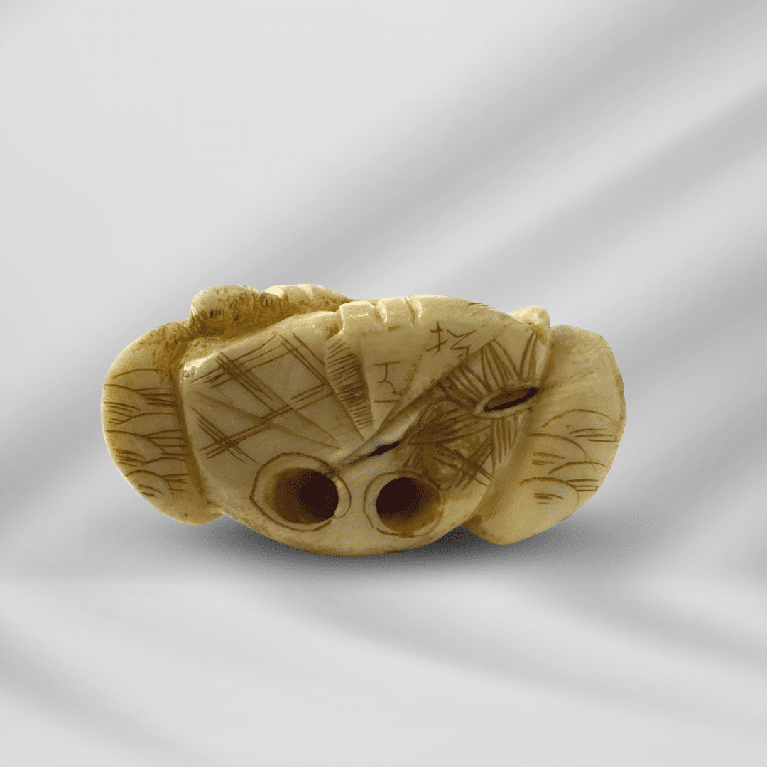 Antique Handcraft Detailed Craved Netsuke Ivory Seating Old Chinese Man image 4