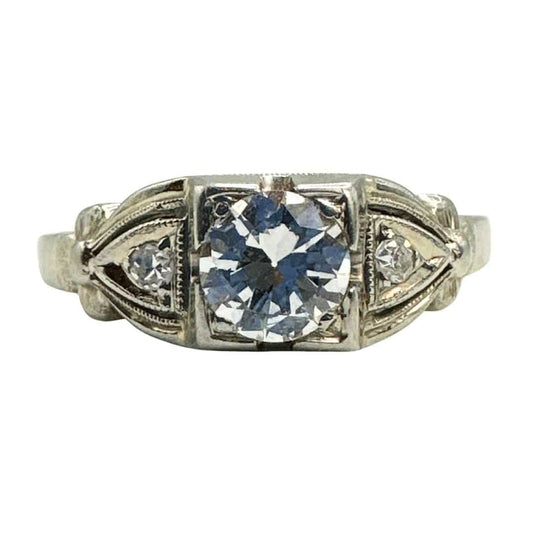 18K White Gold Elegant Antique Ring with Diamond - Exquisite Beauty for Women, Size 6 image 0