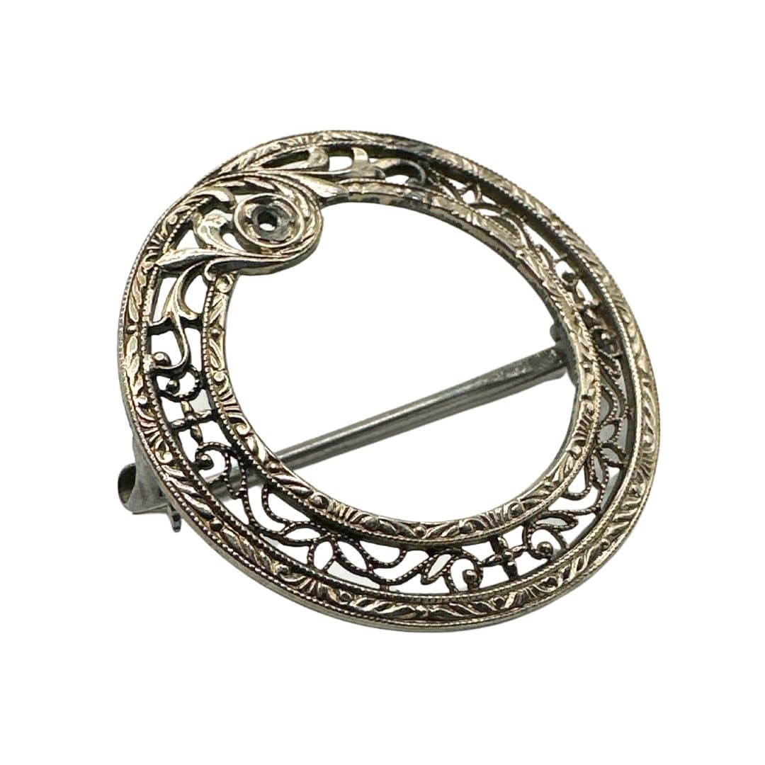 Krementz Antique Art Deco Brooch in 14K Gold and Platinum image 2