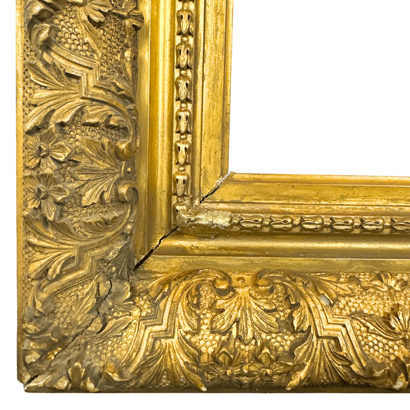 1860's Antique American Gilt Wood Barbizon Frame - Lower Left Corner Detail Image