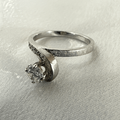 Art Deco 14k White Gold Natural Old European Diamond Ring Size 5.75 image 5