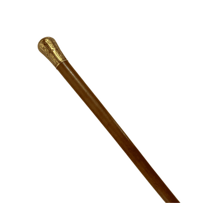 Antique Skinner Gold Plated Knob Handle Walking Stick Cane Light Brown (Possible Gold) image 2