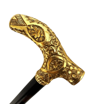 Handmade Gold Plated Walking Stick, Made in the 1800s, with Engraved Dedication