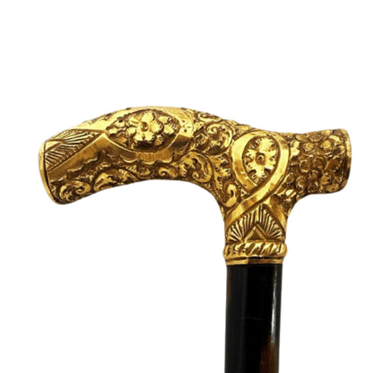 Handmade Gold Plated Walking Stick, Made in the 1800s, with Engraved Dedication