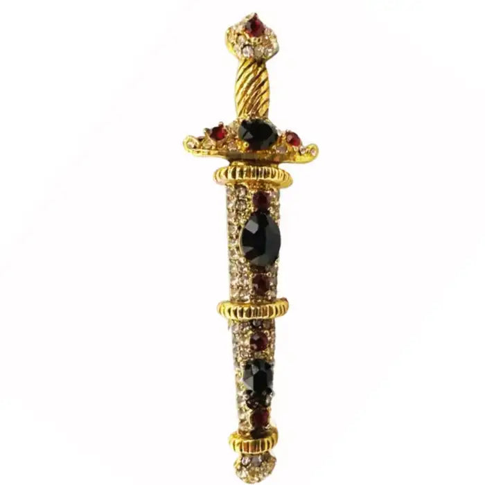 Unsigned KJL Sword Brooch Pin Vintage Red and Black & Stone Sword Brooch Pin