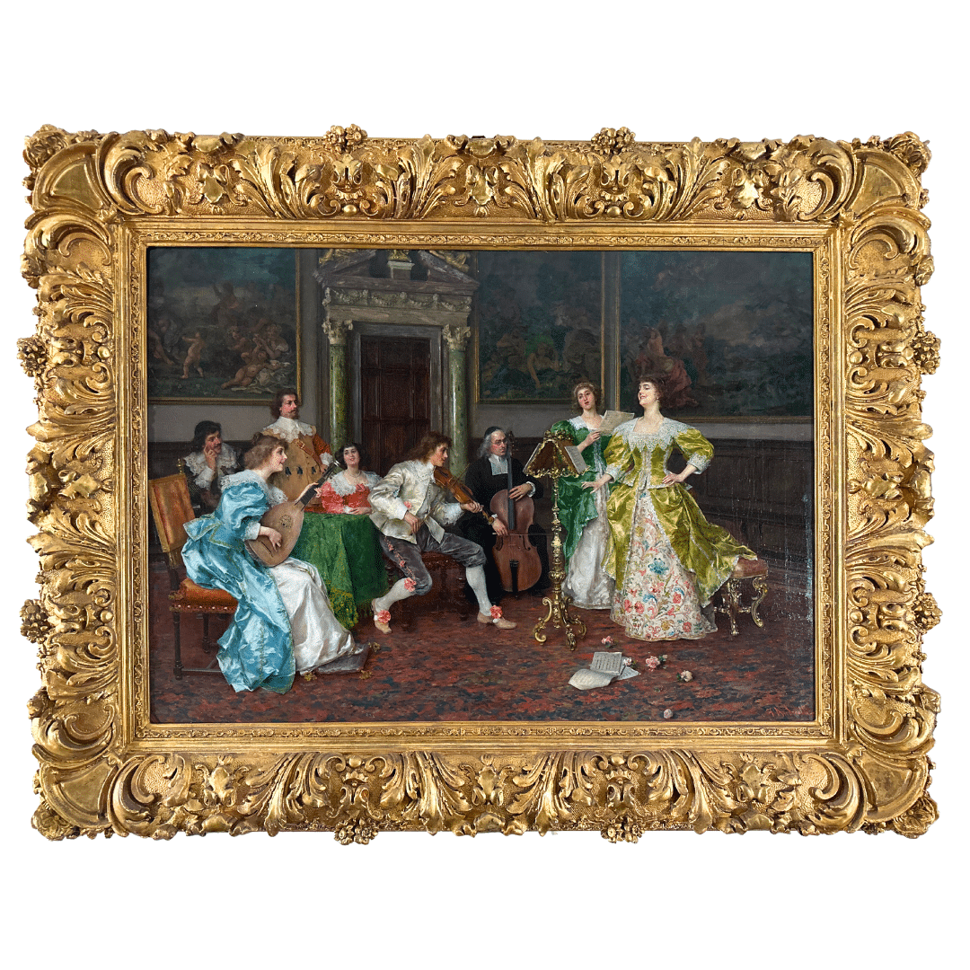 "Music in the Parlor" By Federico Andreotti, in antique frame