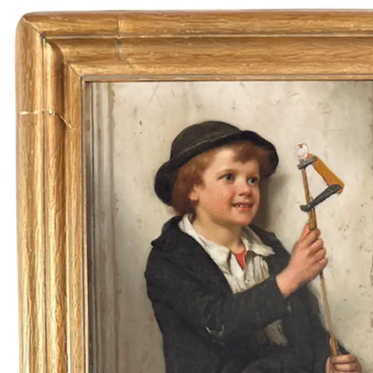 "A Short Break from Work" Oil On Canvas / Board By John George Brown
