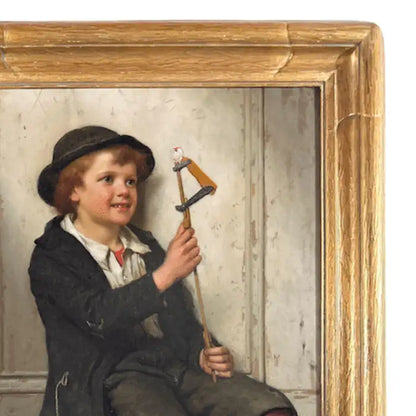 "A Short Break from Work" Oil On Canvas / Board By John George Brown