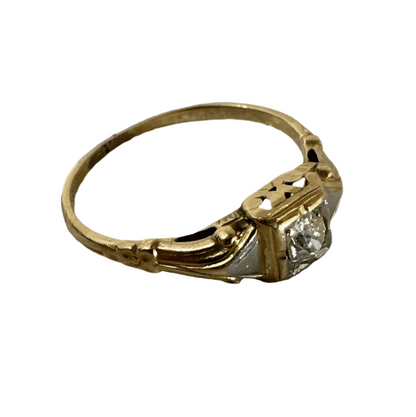 14K Yellow Gold 19th Century Victorian Brilliant Cut Diamond Ring (Size 6.25)