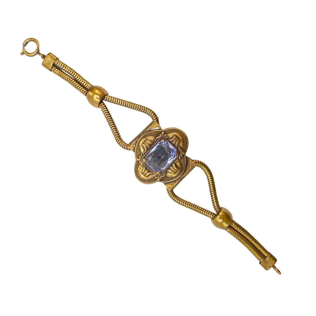 Antique Cut Glass Bronze Bracelet - Vintage Beauty with Exquisite Glass Detailing image 0