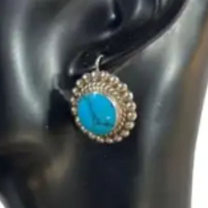 Mexican 925 Sterling Silver and Turquoise Clip on Earrings