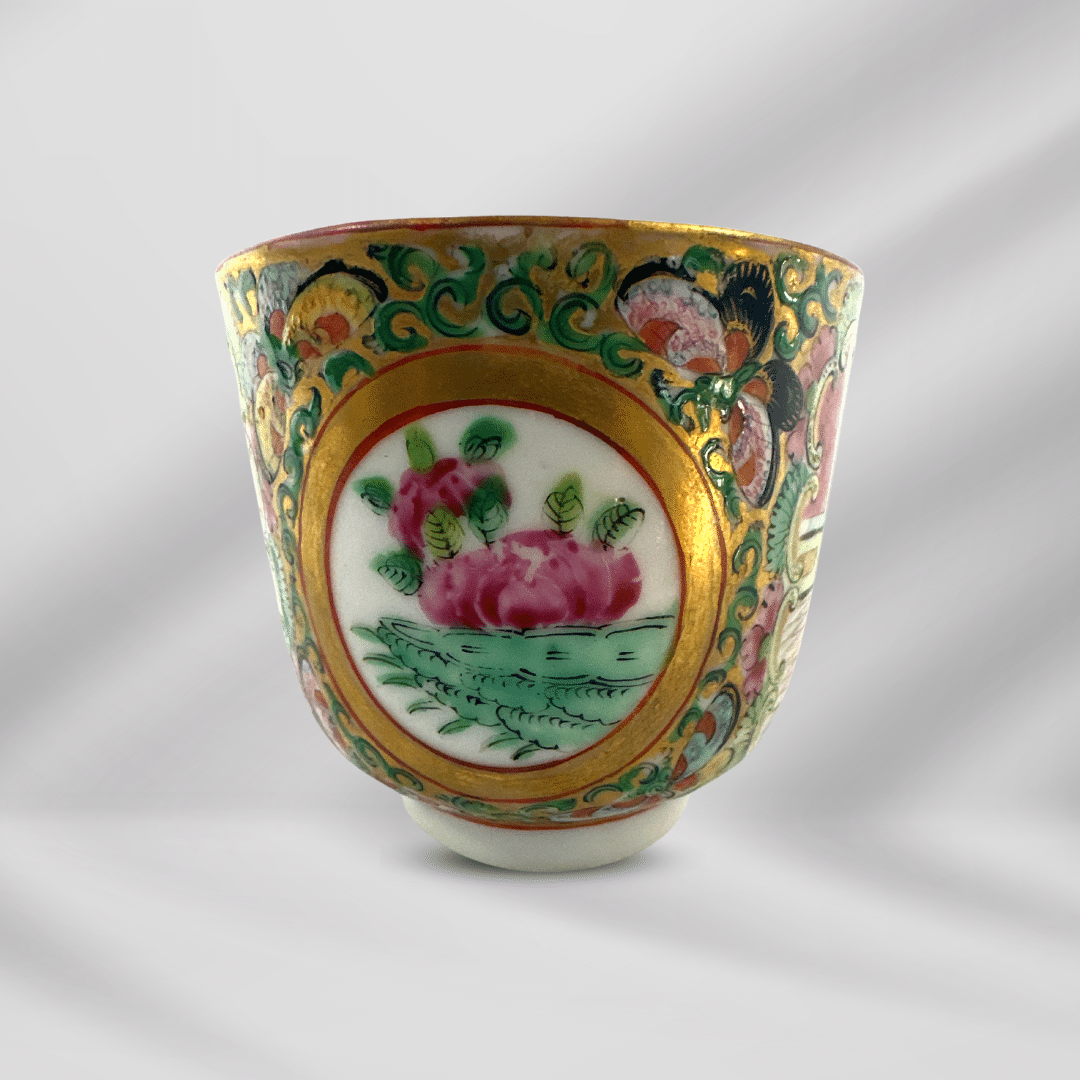 Antique Rose Medallion Chinese Hand Painting Porcelain Tea , Coffee Cup image 2