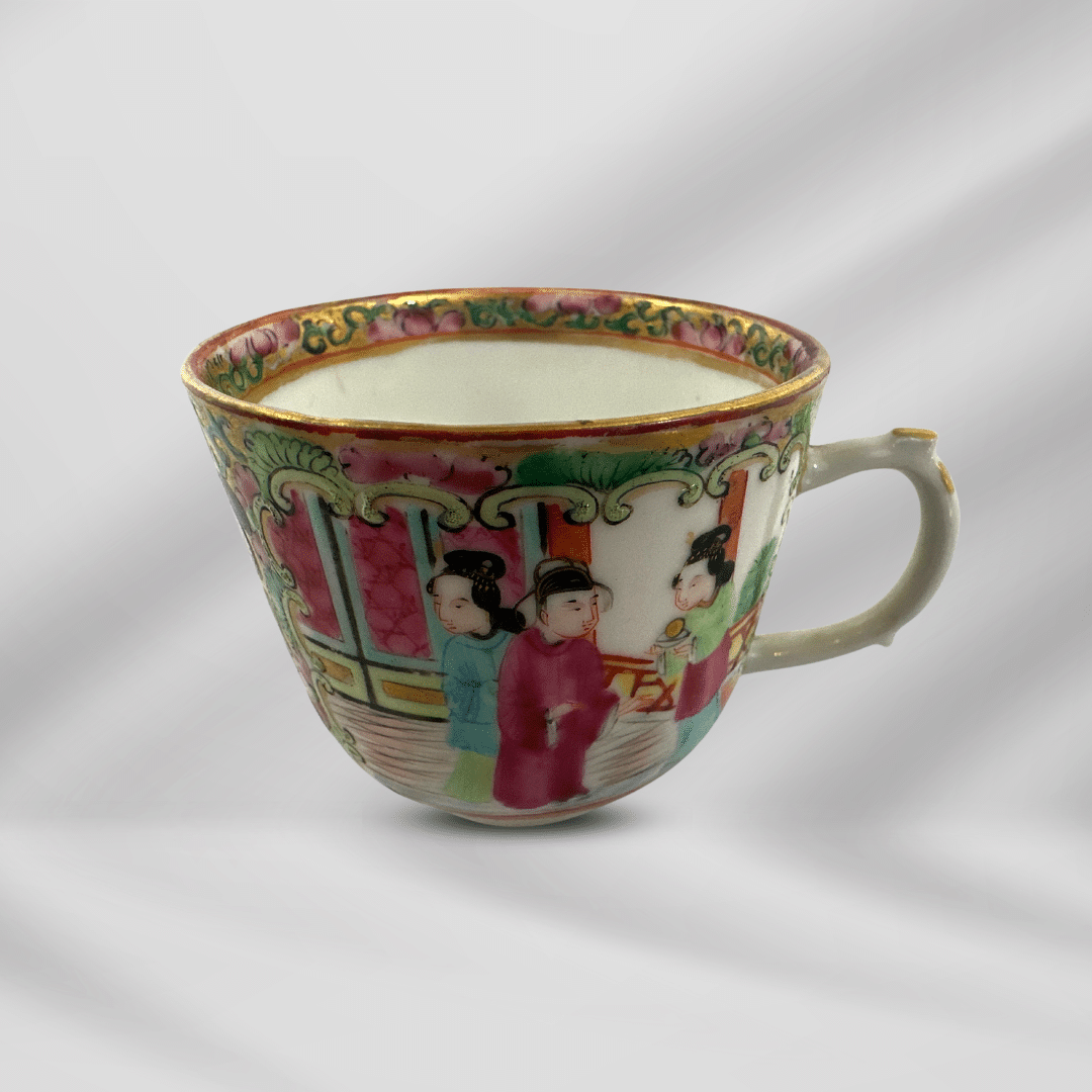 Antique Rose Medallion Chinese Hand Painting Porcelain Tea , Coffee Cup image 0