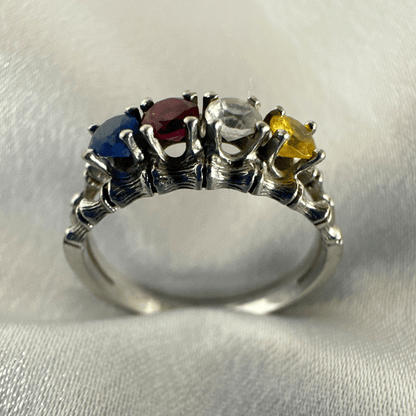 Antique Art Deco 10k White Gold & 4 Color Gemstone Ring for Women Size 5.75 image 3