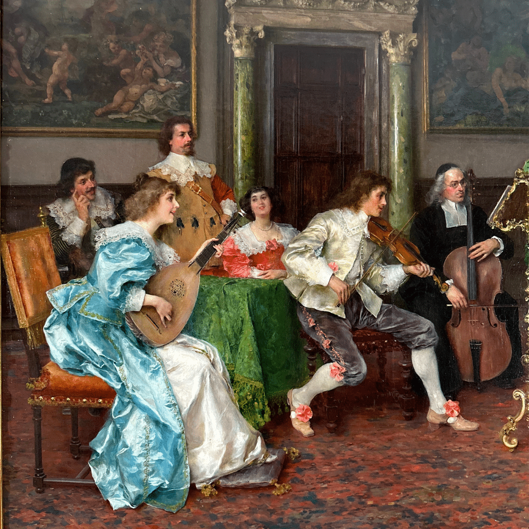 “Music in the Parlor” Frederico Andreotti, Oil on Canvas, 30" x 40” Signed image 3