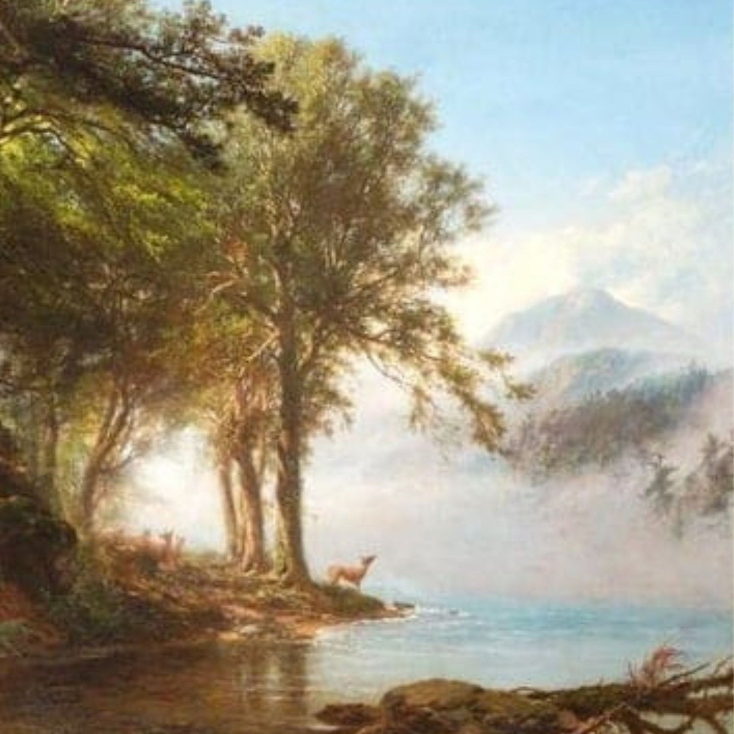 "Morning in the Adirondacks" by James McDougal Hart - Subject Detail