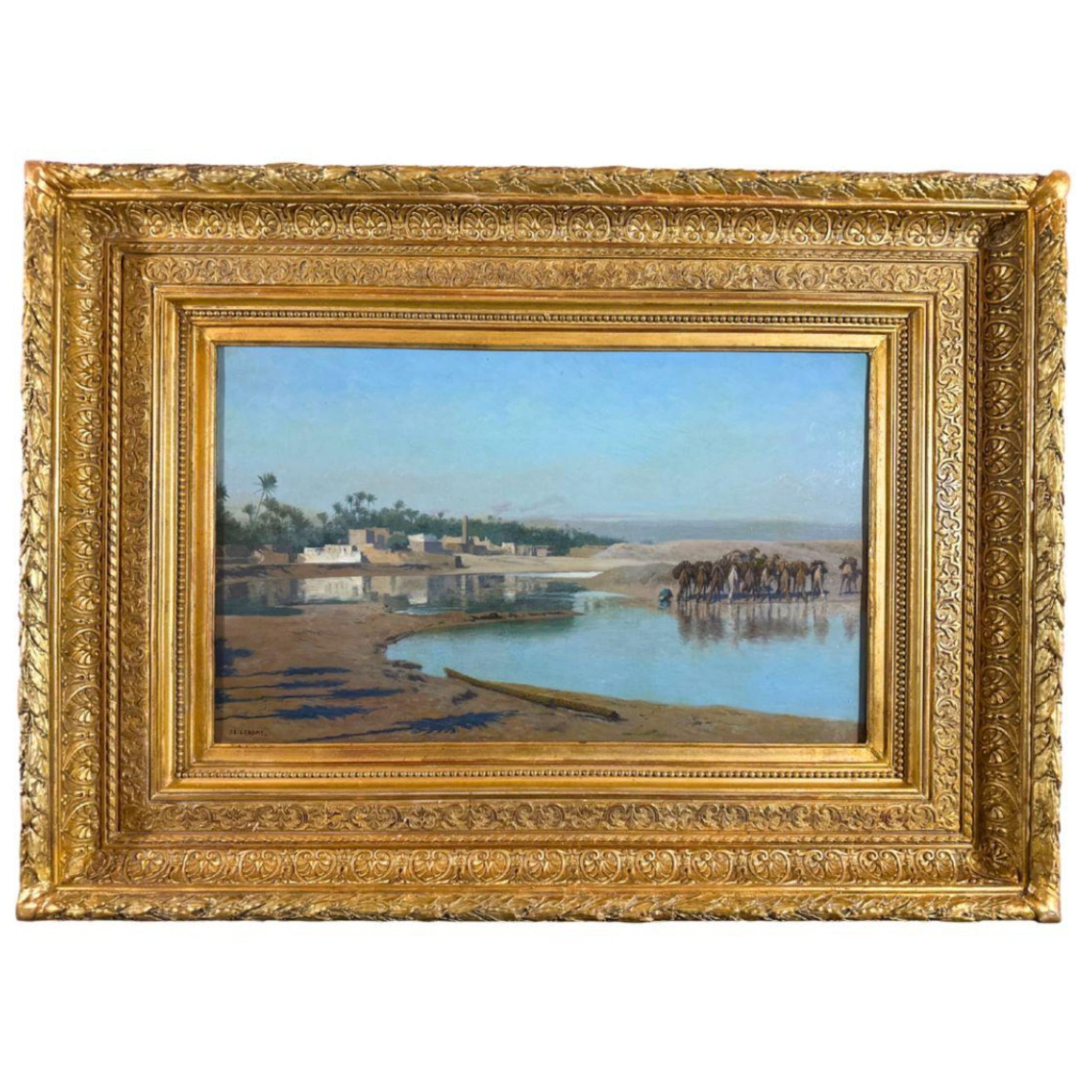 "Afternoon Along the Nile" by Jeon-Leon Gerome, with Antique Frame