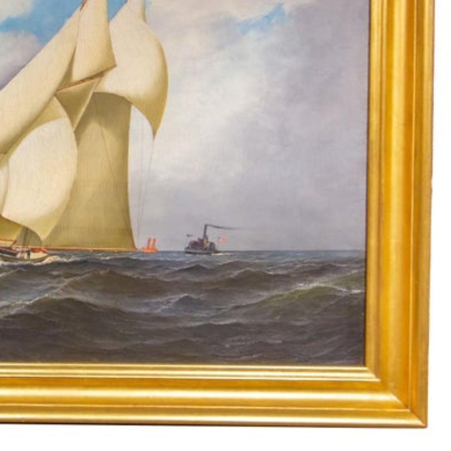 "Americas Cup Race" by Antonio Nicolo Jacobsen - Frame Detail, Lower Left