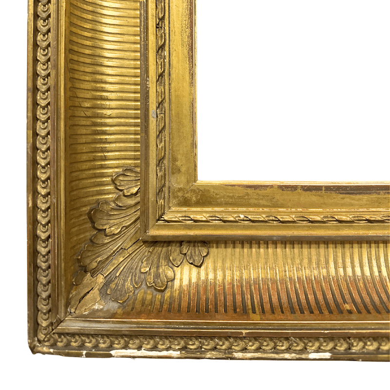 American 1860's Hudson River Antique Frame Antique Painting Gold Frame - Lower Left Corner Detail