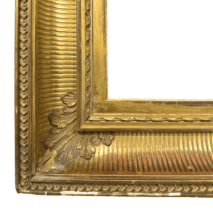 American 1860's Hudson River Antique Frame Antique Painting Gold Frame - Lower Left Corner Detail