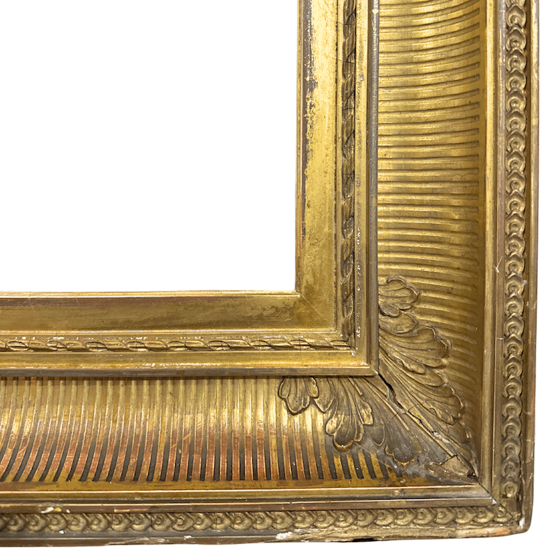 American 1860's Hudson River Antique Frame Antique Painting Gold Frame - Lower Right Corner Detail