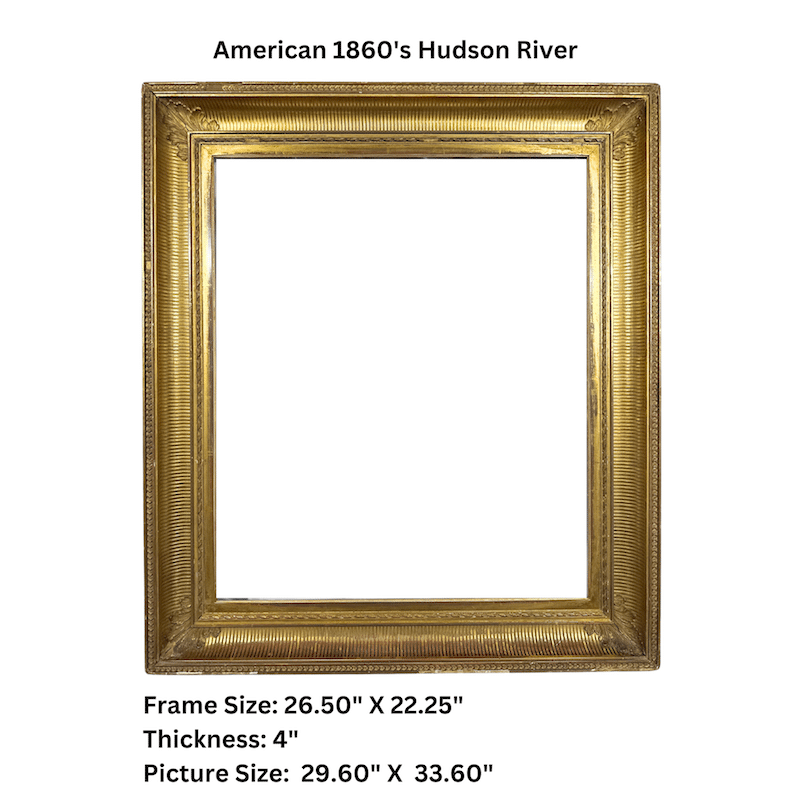 American 1860's Hudson River Antique Frame Antique Painting Gold Frame - Measurements