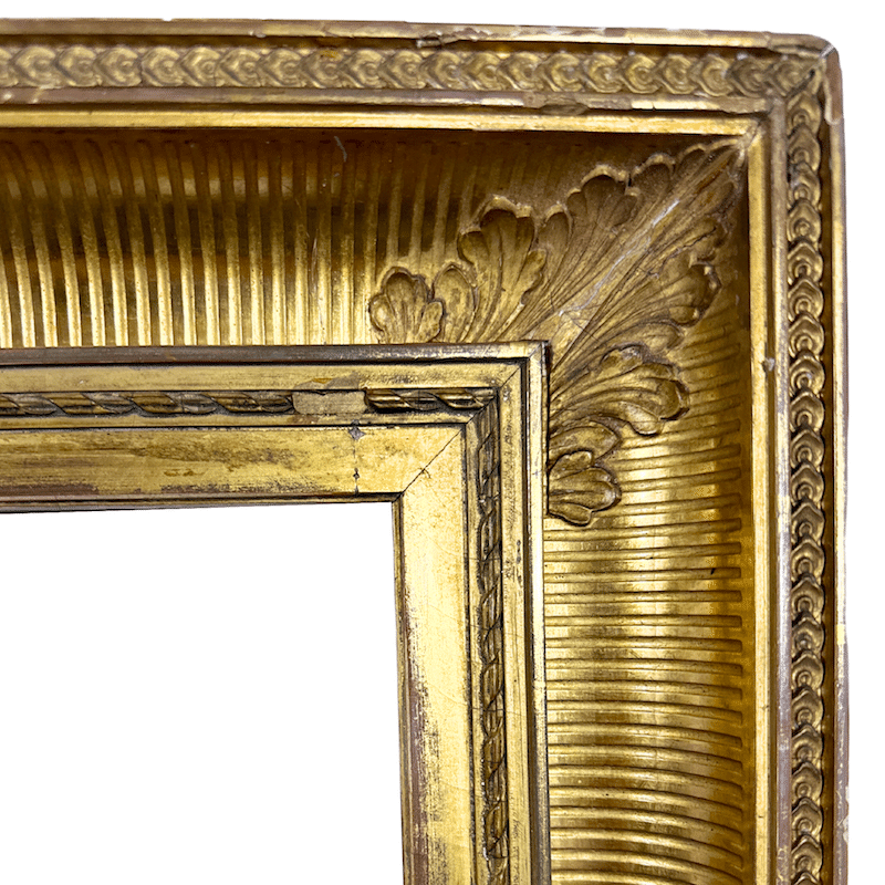 American 1860's Hudson River Antique Frame Antique Painting Gold Frame - Upper Right Corner Detail