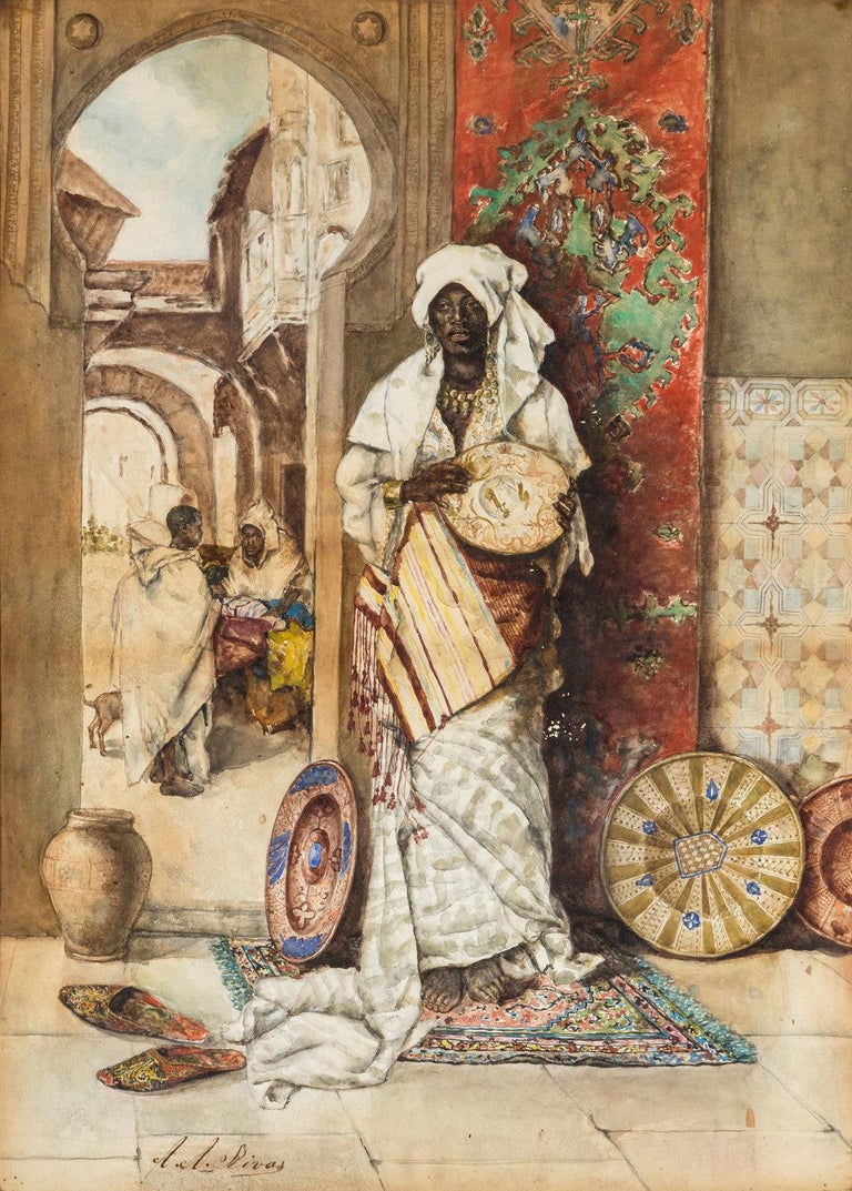 "Arabian Charger Seller" by Antonio Rivas - Composition Detail - Height
