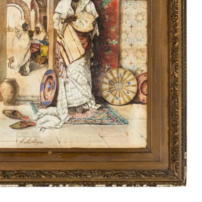 "Arabian Charger Seller" by Antonio Rivas - Frame Detail - Lower Right