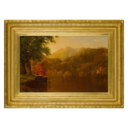 "Autumn Scene with Lake" by William Mason Brown - Full Image with Frame