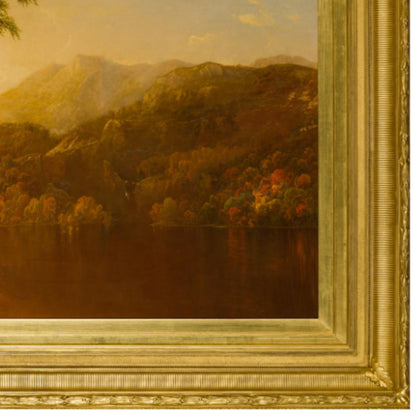 "Autumn Scene with Lake" by William Mason Brown - Frame Detail, Lower Right