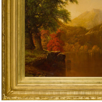 "Autumn Scene with Lake" by William Mason Brown - Frame Detail, Lower Left