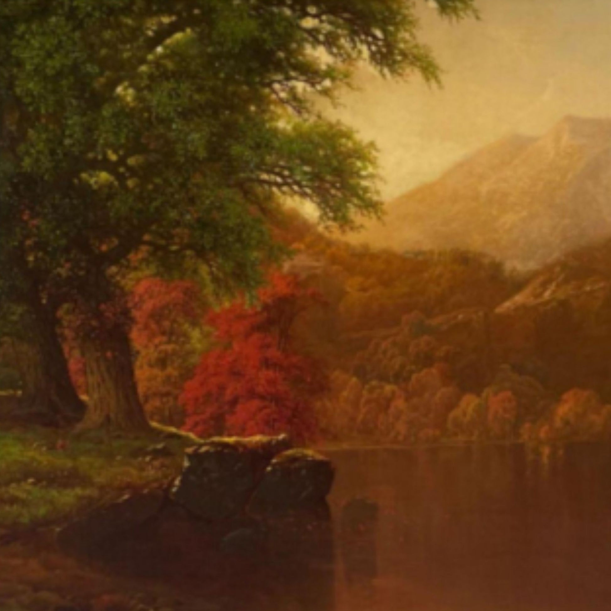 "Autumn Scene with Lake" by William Mason Brown - Subject Detail