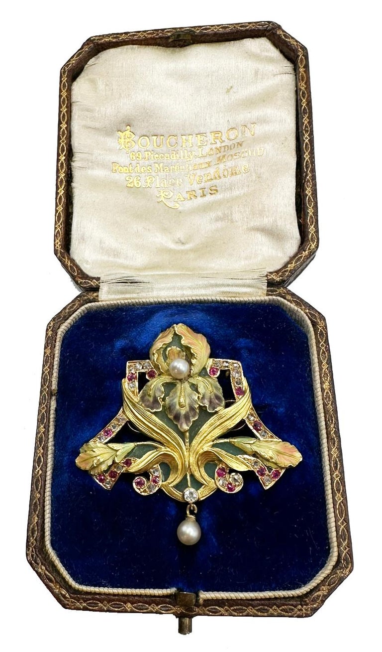 Boucheron Art Nouveau Brooch - in case, with lid