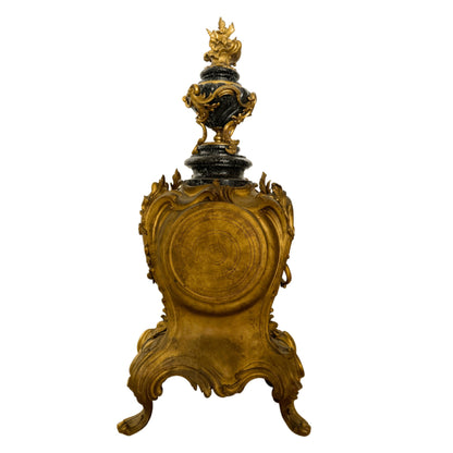 Bronze Antique Tiffany Clock and Candelabra Set - Rear View