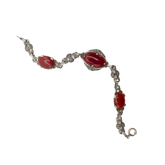 Carnelian Agate Vintage Bracelet - Exquisite Agate Crystal - Open