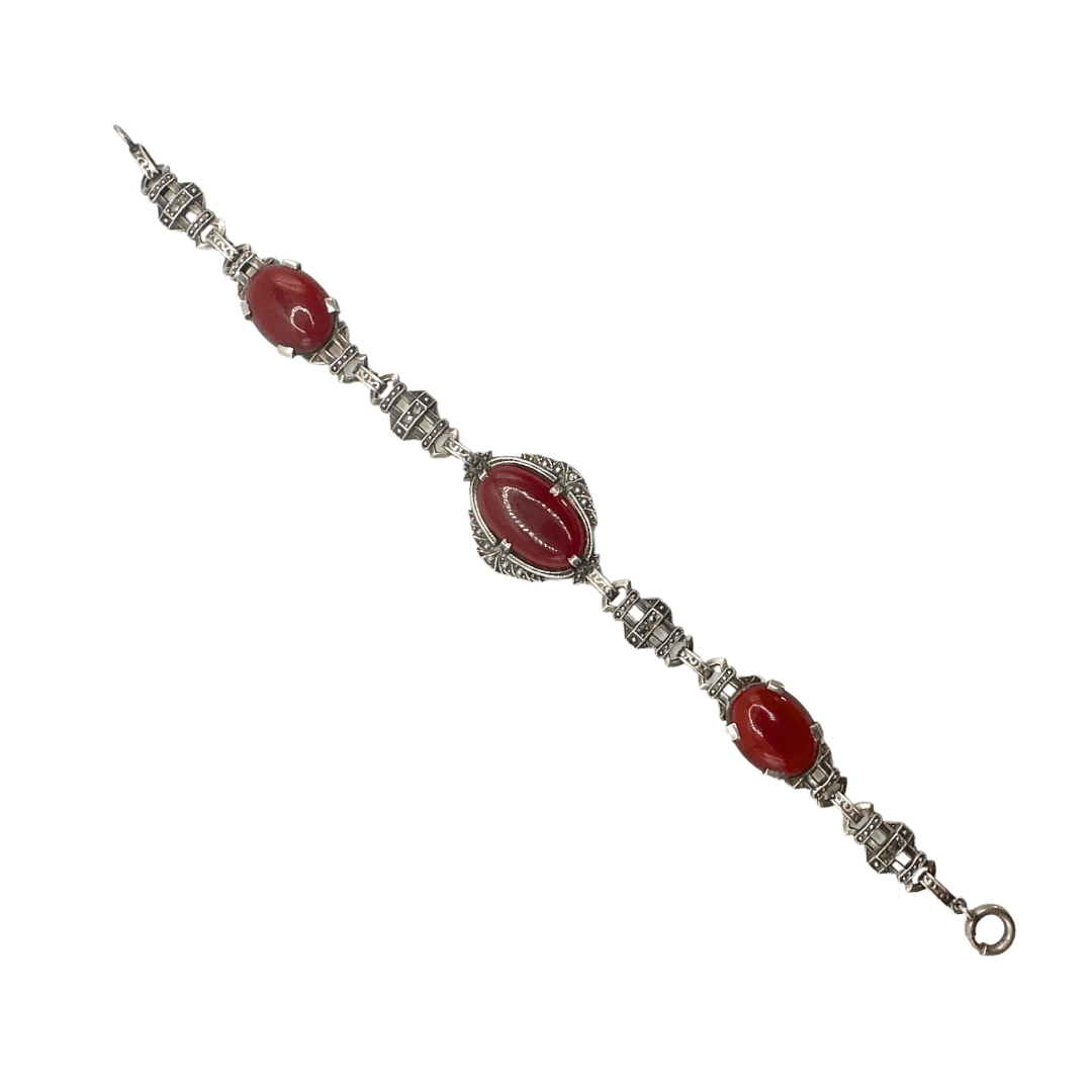 Carnelian Agate Vintage Bracelet - Exquisite Agate Crystal - Opened Full Length
