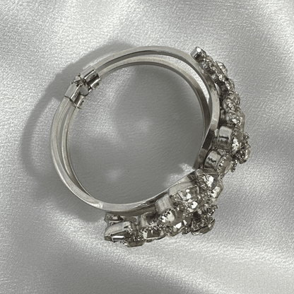 Classic Vintage Clear Rhinestone Bracelet with Multi-Shape Design - Satin Background