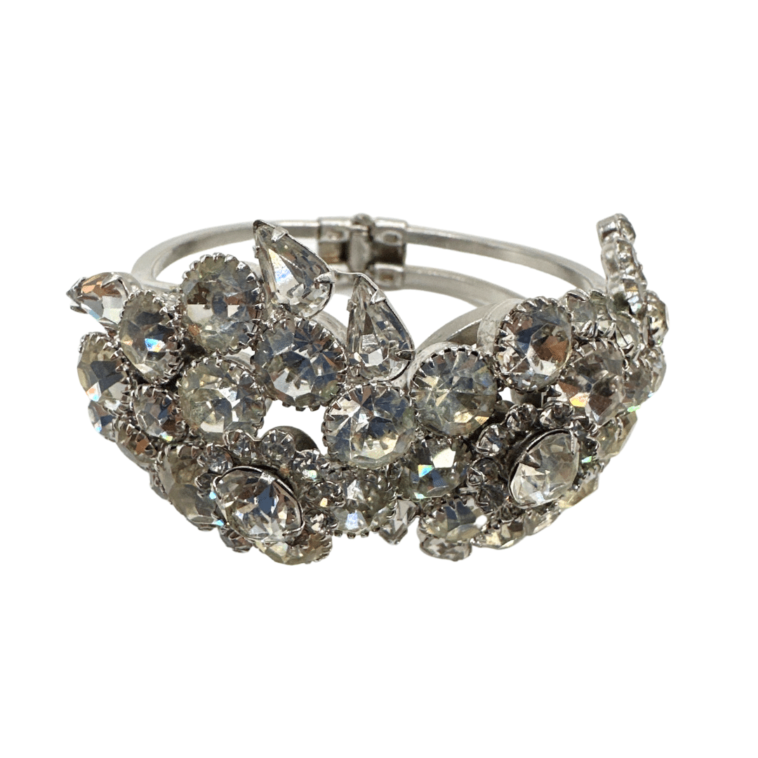 Classic Vintage Clear Rhinestone Bracelet with Multi-Shape Design - Top View