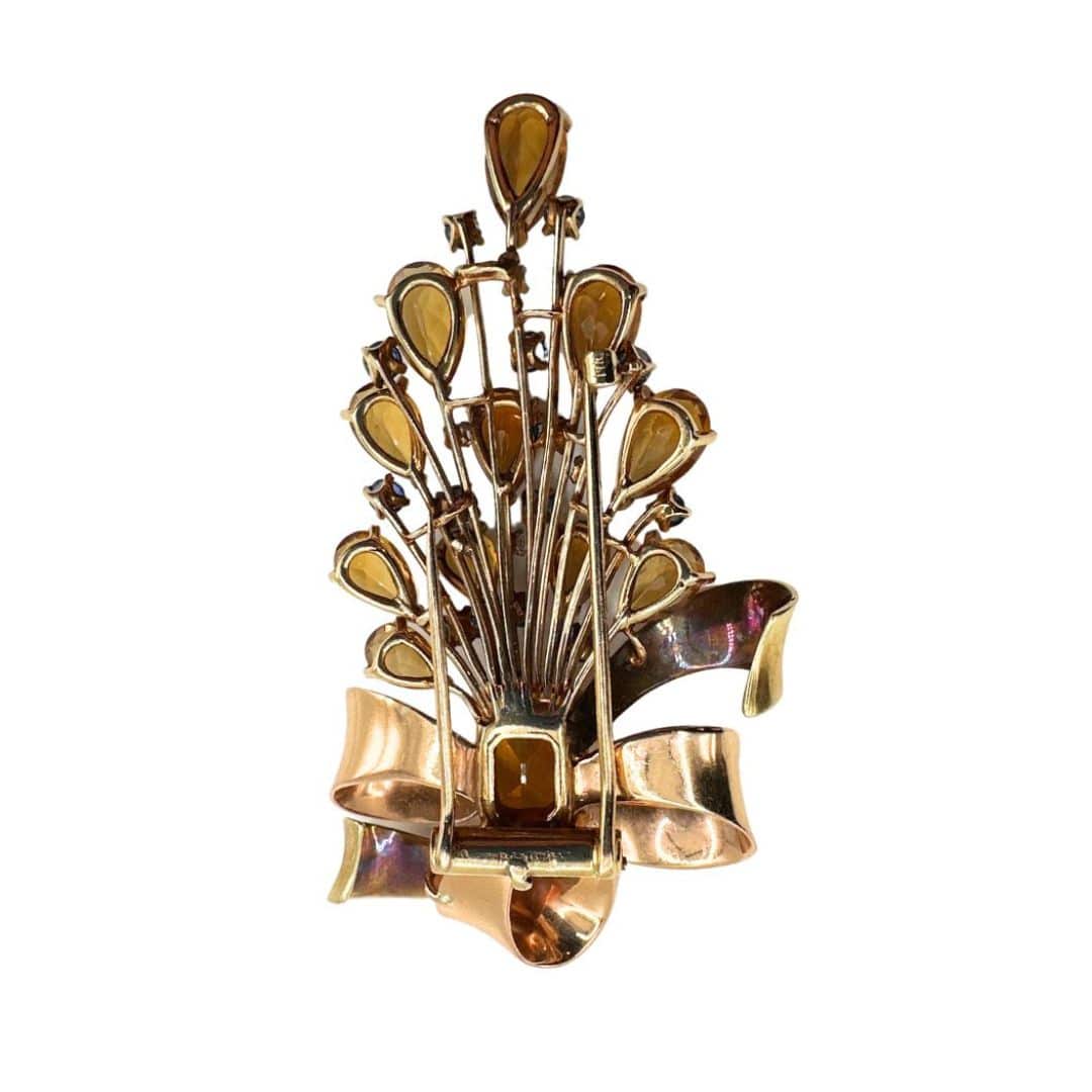 Edwardian Era French 18k Gold Brooch with Diamonds and Sapphires - Rear Detail