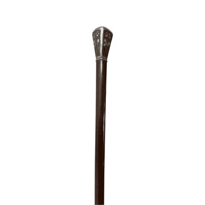 Elegant Antique Knob Handle Unique Silver  Walking Stick Cane - Collar Detail