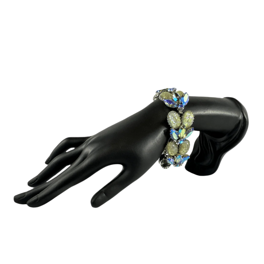 Elegant Vintage Glass and Rhinestone Vendome Bracelet - On Mannequin