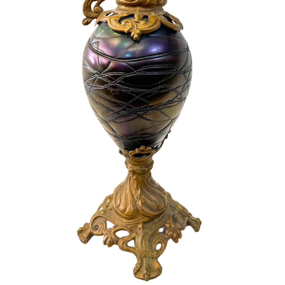 Elisabeth Teplitz Bohemia Antique Art Nouveau Glass and Bronze Decorative Statue - Base