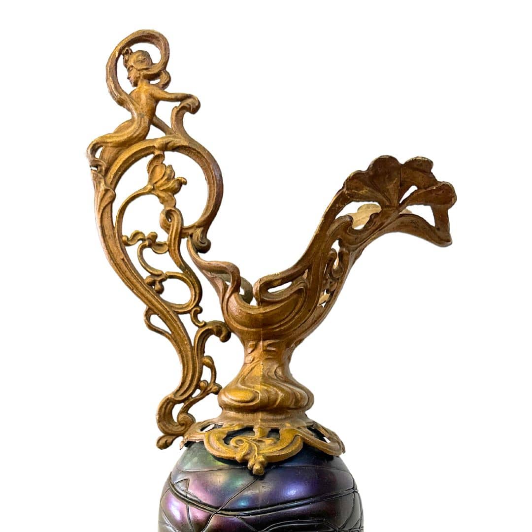 Elisabeth Teplitz Bohemia Antique Art Nouveau Glass and Bronze Decorative Statue - Spire