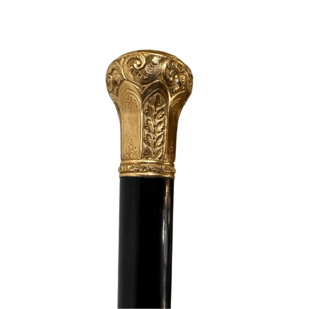 Gold Plated Walking Cane with architectural details - Collar Detail