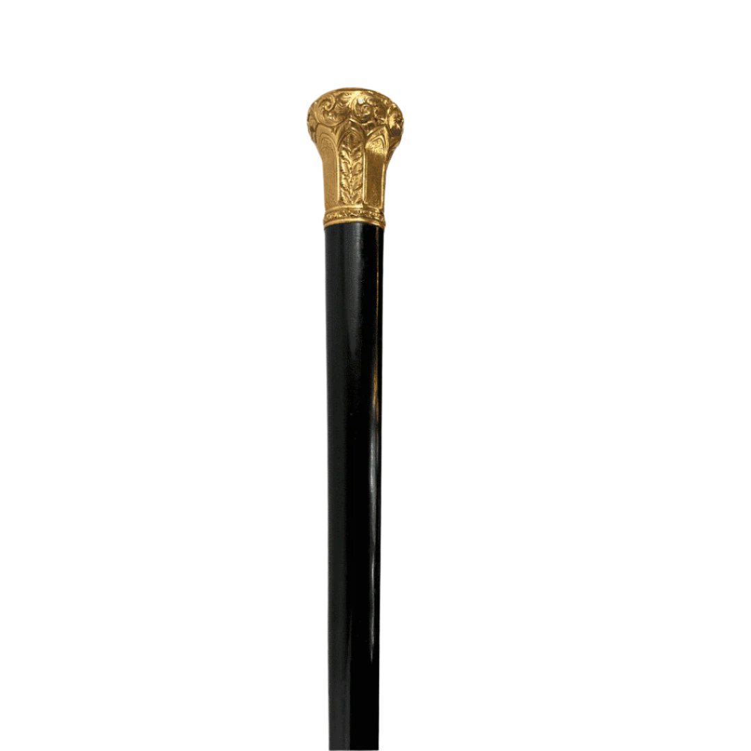 Gold Plated Walking Cane with architectural details - Handle Detail