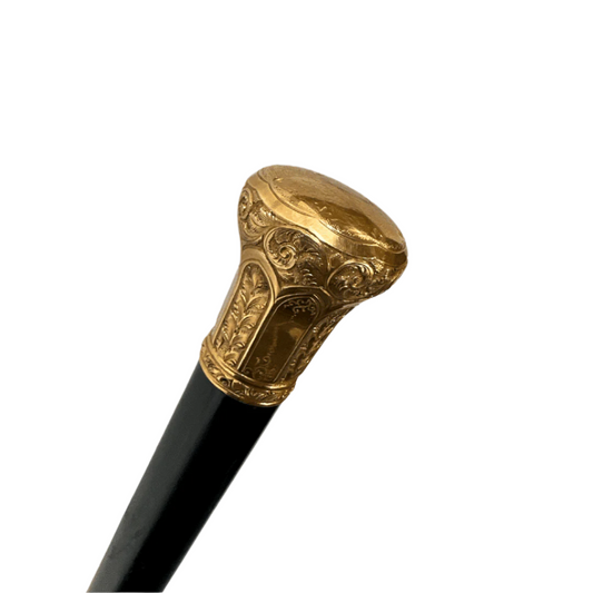 Gold Plated Walking Cane with architectural details - Main Image