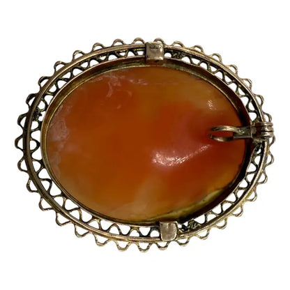 Antique Victorian Shell Cameo Brooch with Seed Pearl Frame, circa 1880