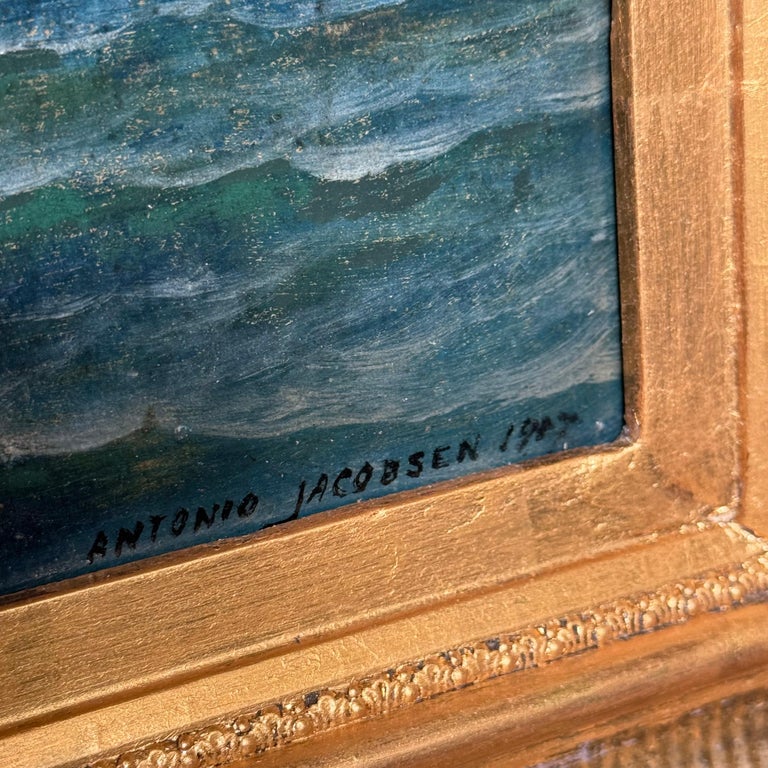 American Clipper Ship at Sea by Antonio Jacobsen, Signed and Dated 1917